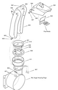 Discharge Chute Diagram and Parts List for 629104X89C 2001 Briggs and Stratton Snow Blower